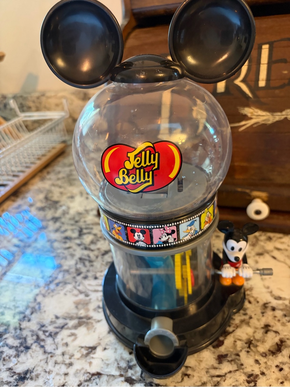 Disney Jelly Belly Candy Dispenser with Black Ears and Red Logo